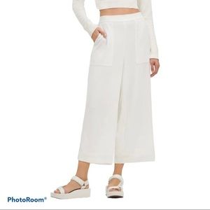 DKNY WIDE LEG CROP PANTS NWT IVORY XL
